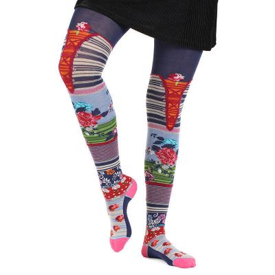 Dub & Drino France Ladies Floral Tights, Corset T1/2 (Fits US 4/6) Made in Italy