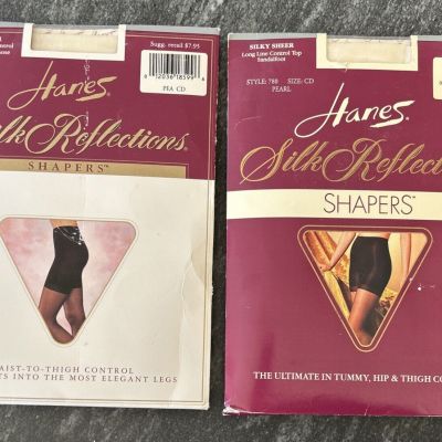 HANES Silk Reflections Pantyhose Silky Sheer Pearl Shapers Control Sandalfoot CD