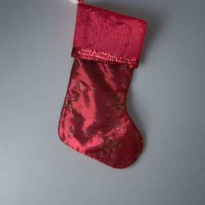 SATIN RED CHRISTMAS STOCKINGS 23”