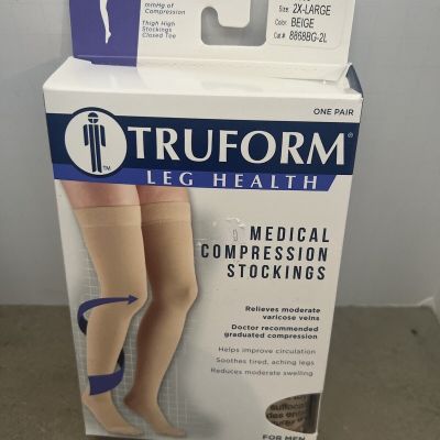 Truform Leg Health Unisex Compression Stockings Beige Sz XXL 2X Large NEW NIB