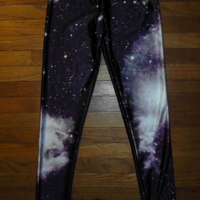 RedExtend Women's Galaxy Print Shiny Spandex Leggings Small