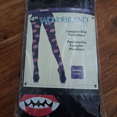 Vampire Bite Pantyhose Fang Print Black Hose Wonderland Women Nylon One Size