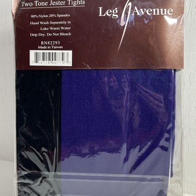 Leg Avenue 7238 Two Tone Jester Tights One Size Black/Purple Costume