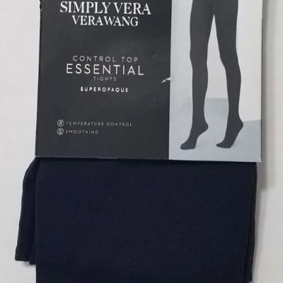 Simply Vera Wang Super Opaque Control Top Essential Tights Hose sz 1 Navy NEW