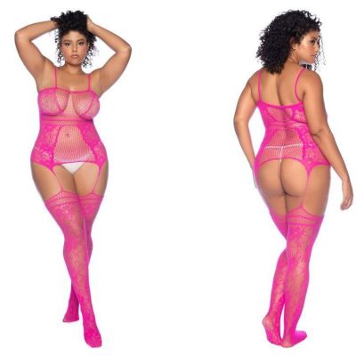 Mapale 1105X Fishnet Bodystocking Color Neon Pink