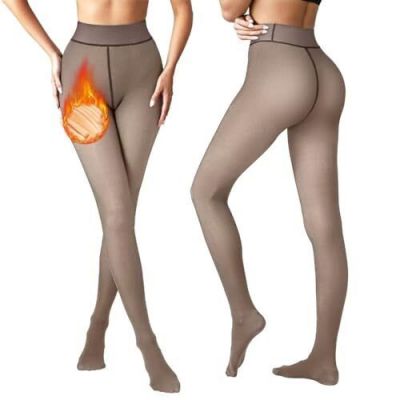 Fleece Lined Tights Women Crotch One Small-Medium Coffee Sheer-skin Fleece