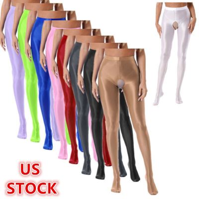 US Womens Shiny Pantyhose High Waist Tights Hollow Out Stockings Trousers Footed