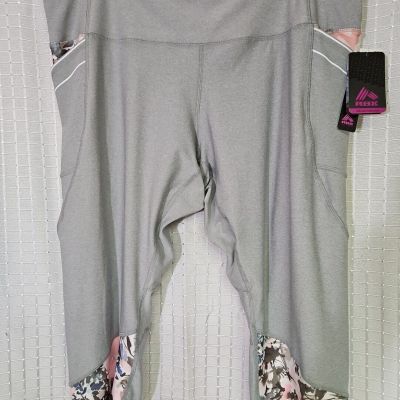 RBX Capri Leggings Sz 3X Gray/Floral NWT