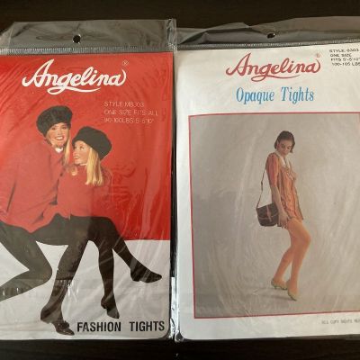 2 NOS Vintage Angelina Tights Hunter Green and Burgundy