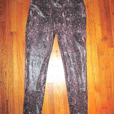 Spanx Glossy Purple Snake Ankle Print Length High Waist Leggings Size XL New