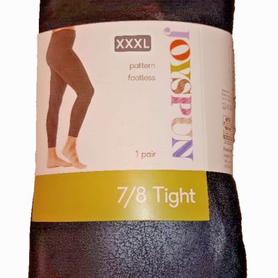 JOYSPUN WOMENS FOOTLESS 7/8 TIGHTS (3X) Side Pocket BLACK CRACKLE Leather Look