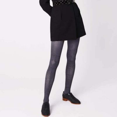 Ostia Patterned Tights 40 Den Black/White