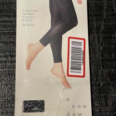 A New Day Womens 50 Denier Footless Opaque Tights Black Size L/XL