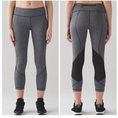 Lululemon Pace Rival Crop Leggings Size 4 Heathered Black Gray Activewear