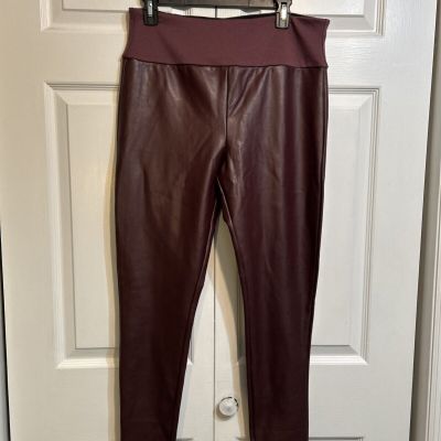 Assets by SPANX Size 1X Burgundy Shade Faux Leather Leggings