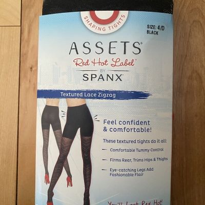 Spanx Assets Red Hot Label Textured Lace Tights BLACK Sz 4/D style 2454 ret $22