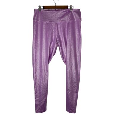 Tek Gear 1x plus size leggings metallic pink almost purple athleisure workout