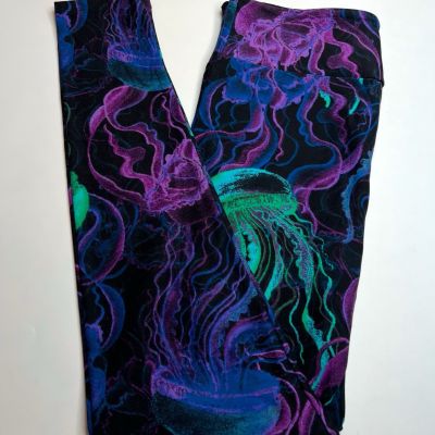 NEW LuLaRoe OS Leggings HTF BLACK PURPLE Animal JELLYFISH Reef OCEAN Nautical