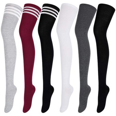 6X Ladies Top Stay Up Thigh High Over the Knee Socks Extra Long Cotton Stockings