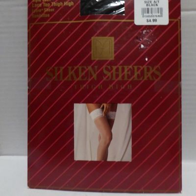 Fred Meyer Brand Silken Sheers Thigh High Lace Top Stockings Size A/T Black