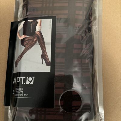 Women's Apt 9 Black & Brown Sheer Nylon Blend Control Top Tights Small (TW-1703