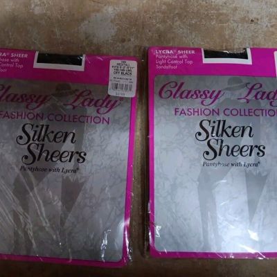 Vtg Pantyhose Classy Lady Fashion  Silken Sheers Womans Med/ Tall Set Of 2