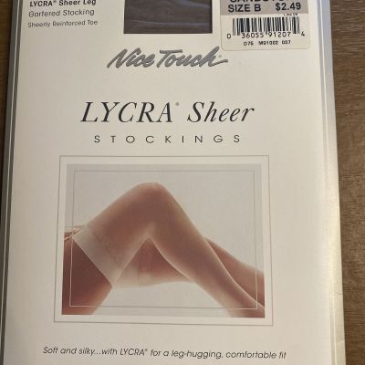 SEARS NICE TOUCH Lycra Sheer Sheer Pantyhose Sz B Sandstone Gartered Stockings