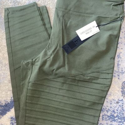 LuLaRoe Women’s Luxe Olive Green Moto Leggings Size 2XL XXL NWT