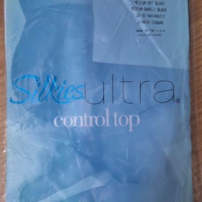 Silkies Ultra Control Top Pantyhose Ultra Sheer OFF BLACK Size M 030206 2 Pair