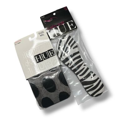 HUE Womens Polka Dot Control Top Tights Size M/L 1 Pair With Zebra Cushy Soles