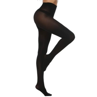 Women's Solid Color Semi Opaque Footed Tights Soft Stretch Pantyhose Black Me...