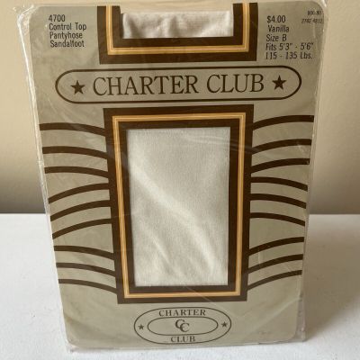 Macys Charter Club Pantyhose Size B Vanilla Control Top Sandalfoot Vintage 1985