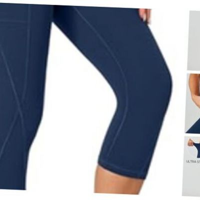 Capri Leggings for Women High Waisted Capri Leggings with X-Small Capri Navy