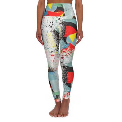 Splash of Color High Waisted Yoga Leggings, Fashion, Wearable Art, Black