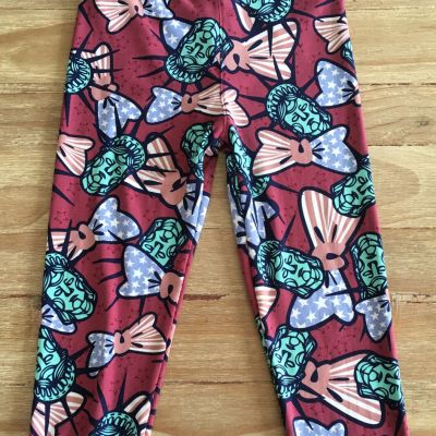 Lularoe 4th of July Tween LEGGINGS Red Bow Ties Statue Of Liberty Stretch NEW