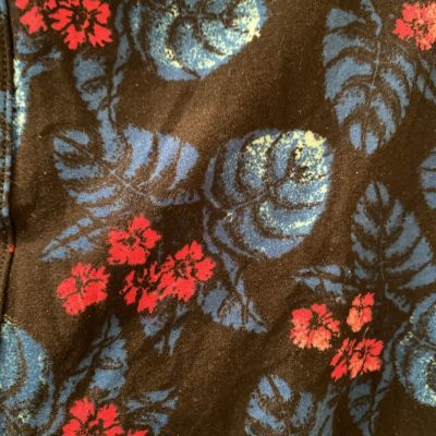 LuLaRoe Black  Crimson, & Teal Floral/Leaves TC Tall Curvy Leggings