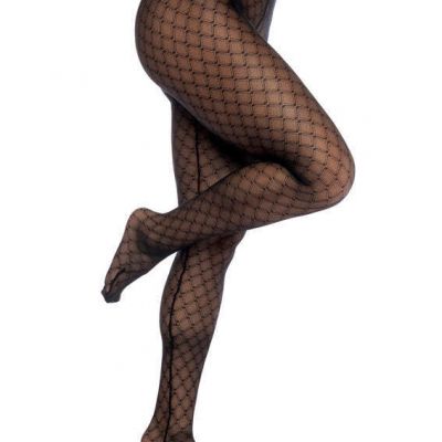 Mapale Lingerie Diamond Mesh Pantyhose Sheer Black