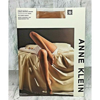 Anne Klein Polished Sheer Nude Large Control Top Pantyhose Reinforced Toes