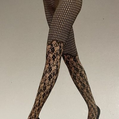 Wolford Flower lace tights net patterned black pantyhose New in box S