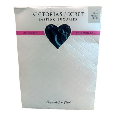 Vtg Victoria’s Secret lasting luxuries control top sheer pantyhose Jet black MD