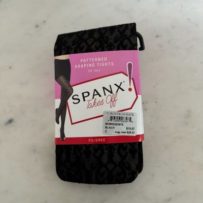 SPANX Takes Off Womens Patterned Shaping Tights NWT Filigree - Size C