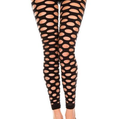 sexy MUSIC LEGS pothole NET cutout OPAQUE print FOOTLESS tights LEGGINS nylons