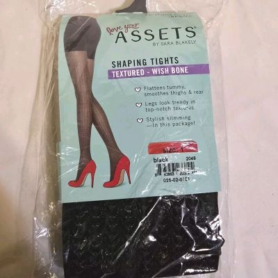 Assets Shaping Tights Textured Wish Bone Size 1 Black 2049 Spanx Sara Blakely