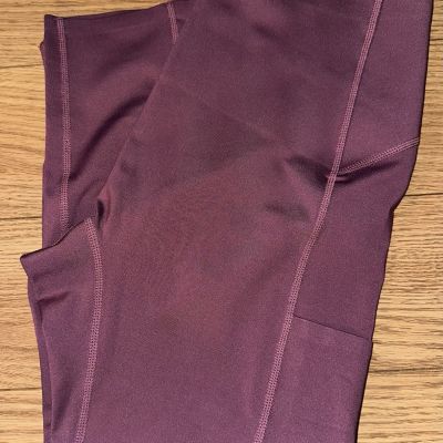 Ruby Ribbon Capri Leggings Medium Purple Side Pockets