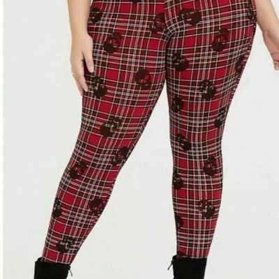 Torrid 1 Premium Legging Premium Legging Tartan Skull Plaid Red Plus Size  1x