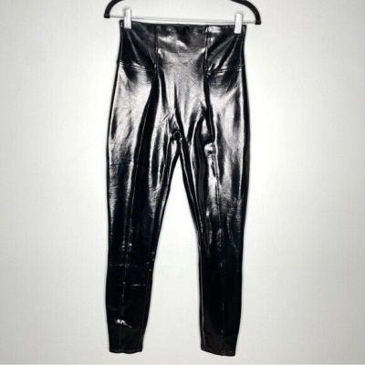 Spanx Faux Patent Leather Leggings High Rise Shiny Shaping In Black Size M