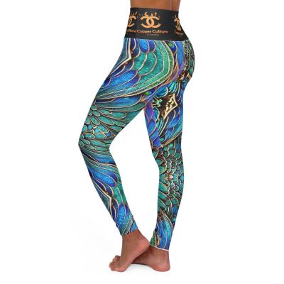 Peacock Print High Waisted Yoga Leggings, Fitness Leggings, Activewear, Workout