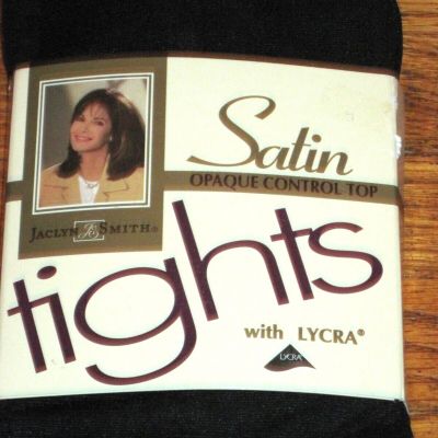 Jaclyn Smith Black Satin Opaque Control Top Tights Size Tall New