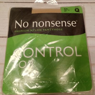 No Nonsense Pantyhose Control Top Nylon Reinforced Toe Nude Size Q 879 NEW