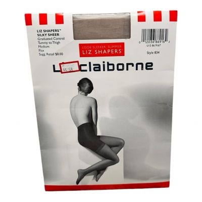 Liz Claiborne Liz Shapers graduated Control tummy to thigh pantyhose MD Flax 834